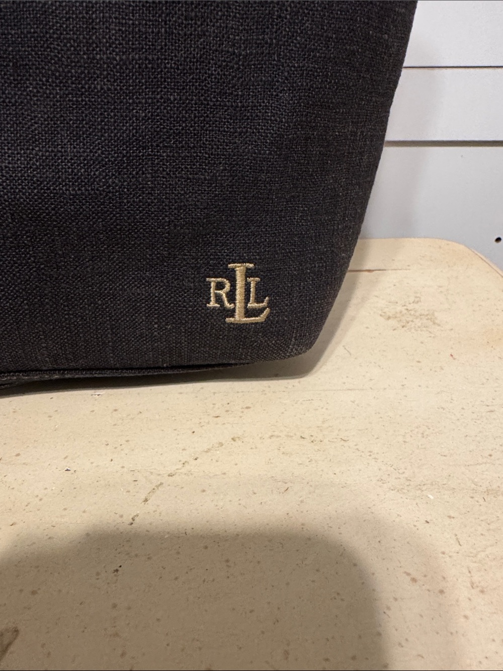 Ralph Lauren Black Canvas Tote with Leather Handles and RL Monogram - Picture 6 of 6